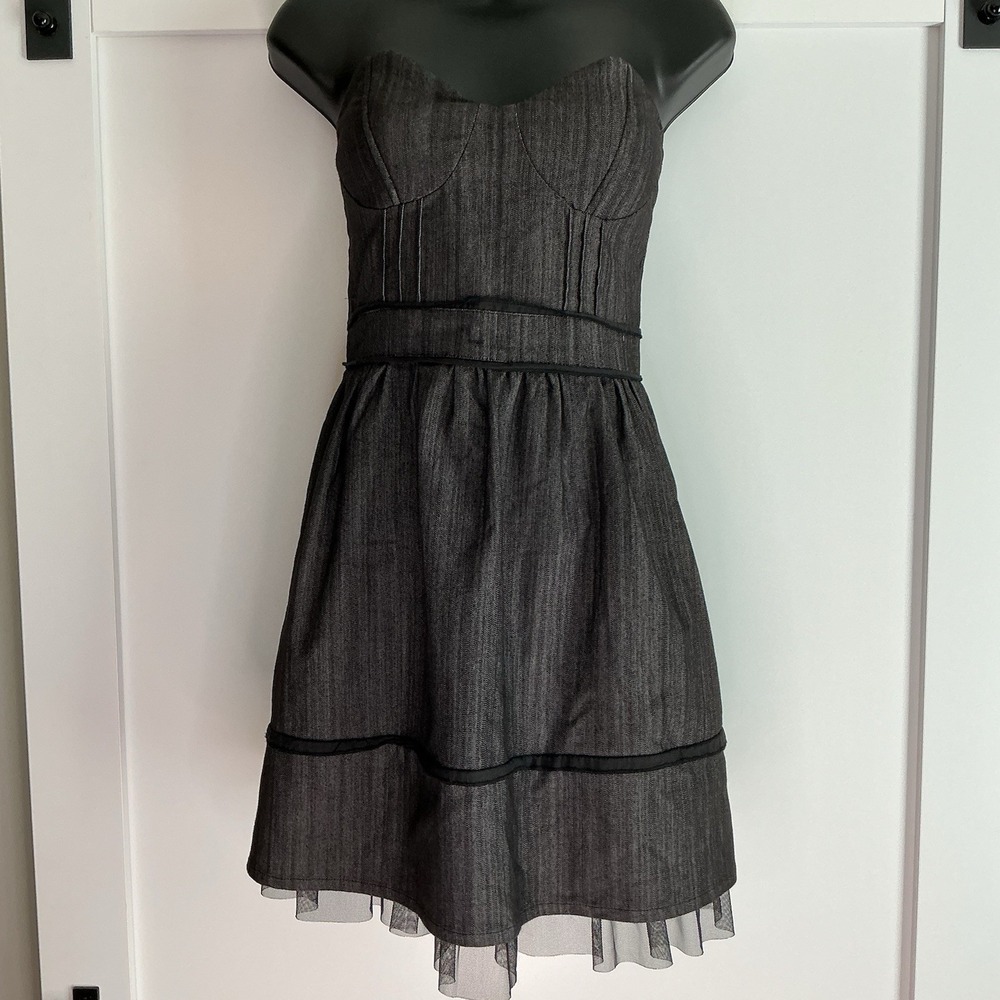Vintage Y2K Poetry Gray Strapless Dress Size Small Fairy Grunge Hoco Whimsigoth‎